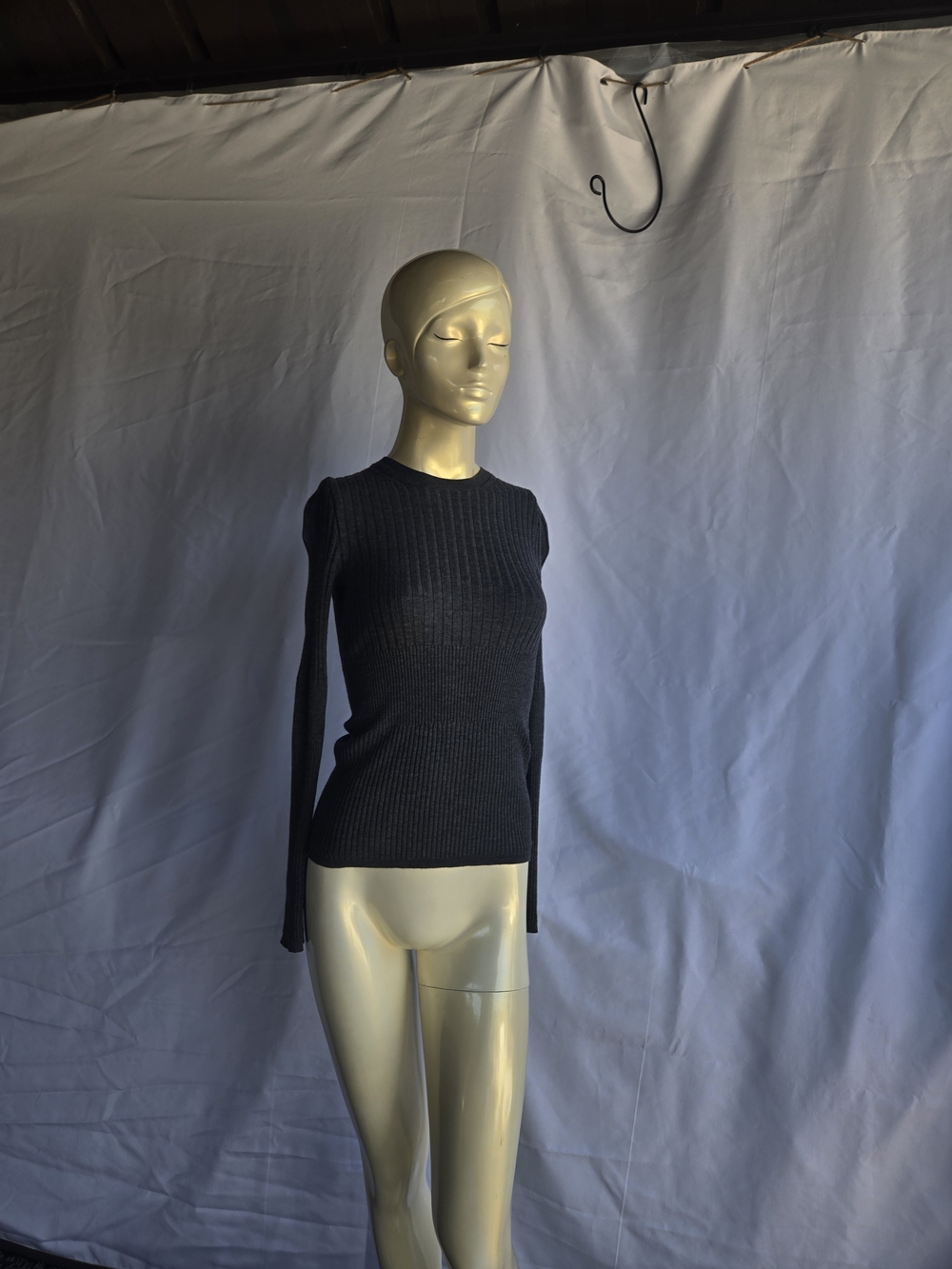 Polo Ralph Lauren Women’s Black Ribbed Long-Sleeve Top